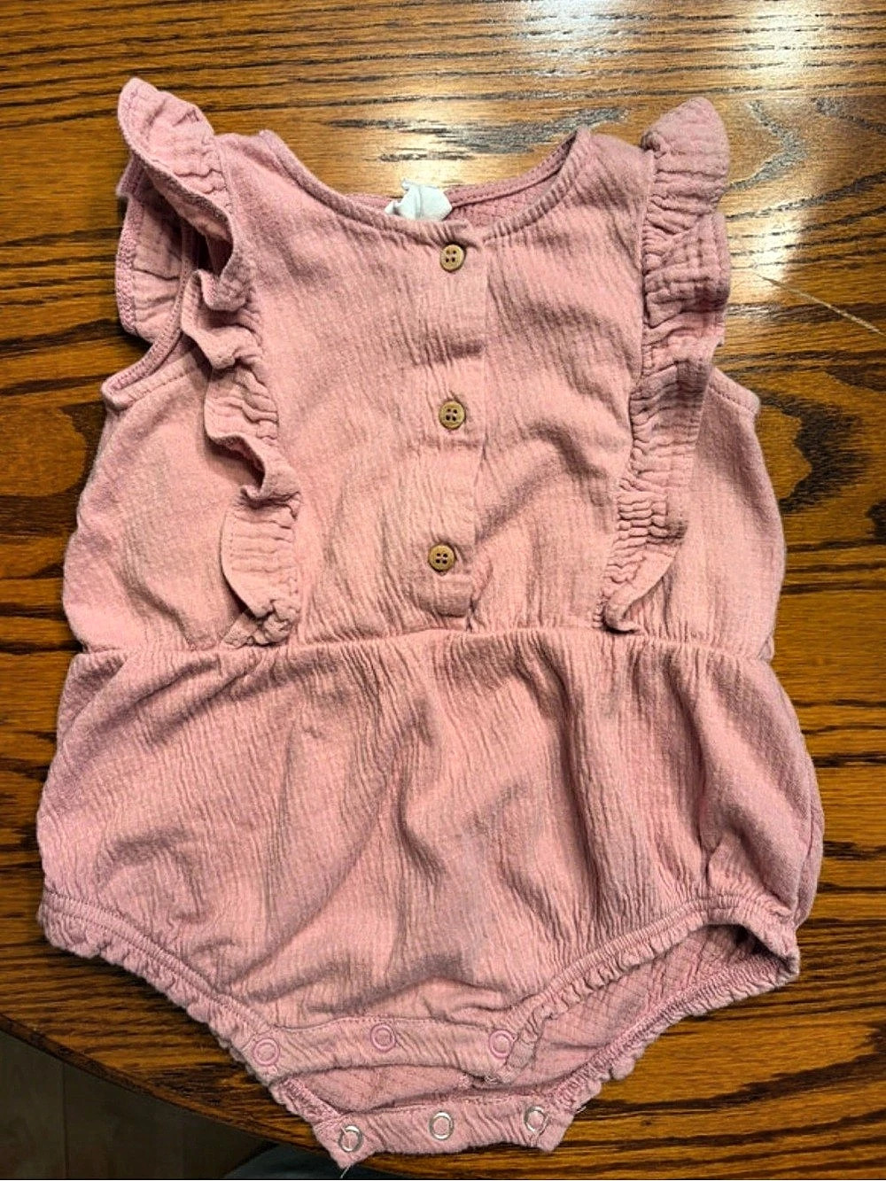 Zara Baby Pink Double Gauze Ruffle Romper Pink 6-9 Months